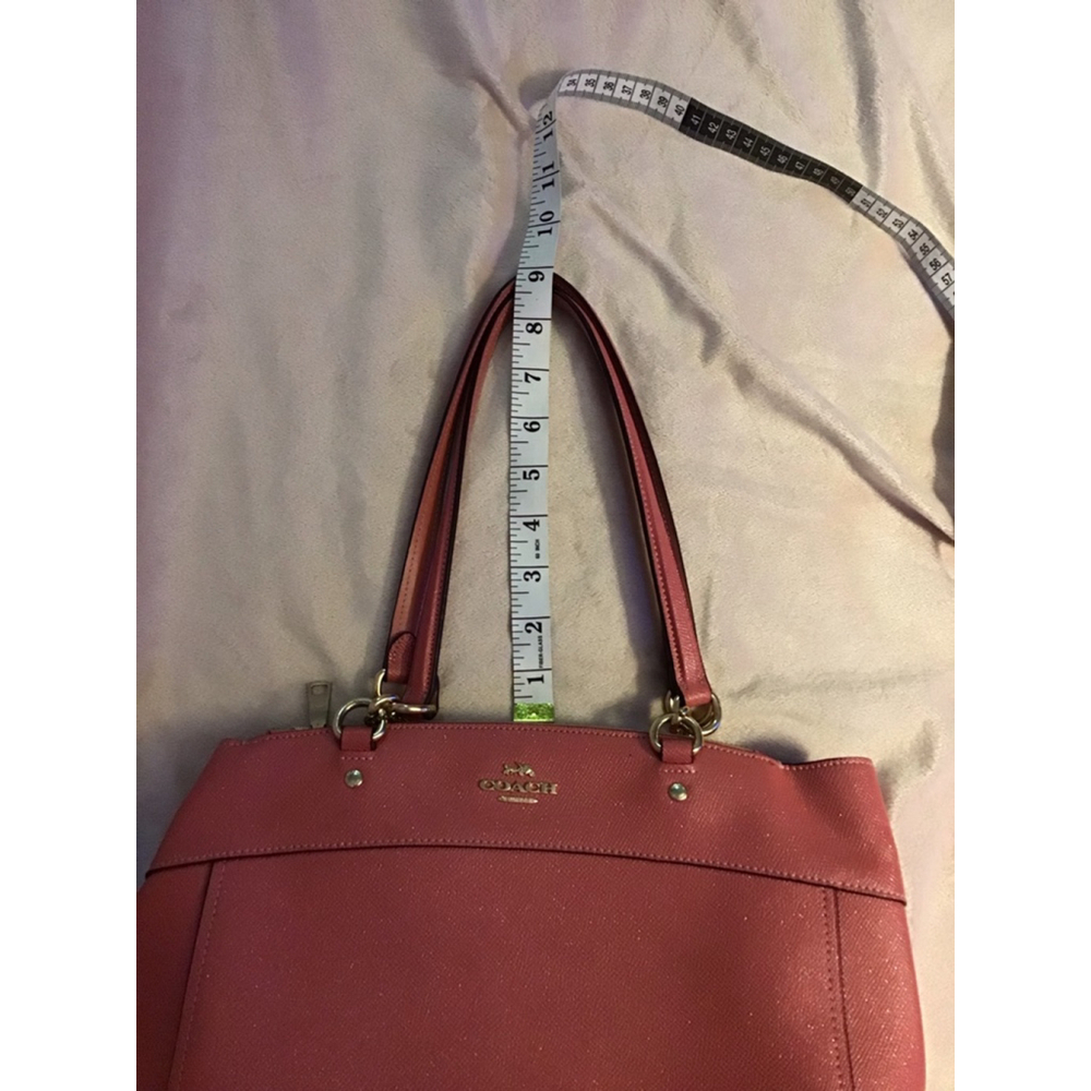 Women's Coach Rose Glitter Pink Leather Satchel Handbag Crossbody with Cloth Bag - Picture 10 of 16
